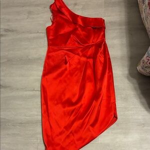Elegant One-Shoulder Red Dress